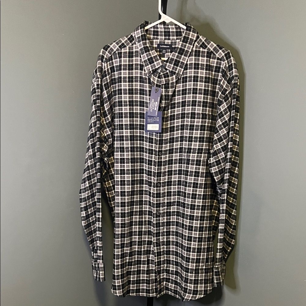 Croft & Barrow Black and White Flannel Plaid Button-Down Shirt